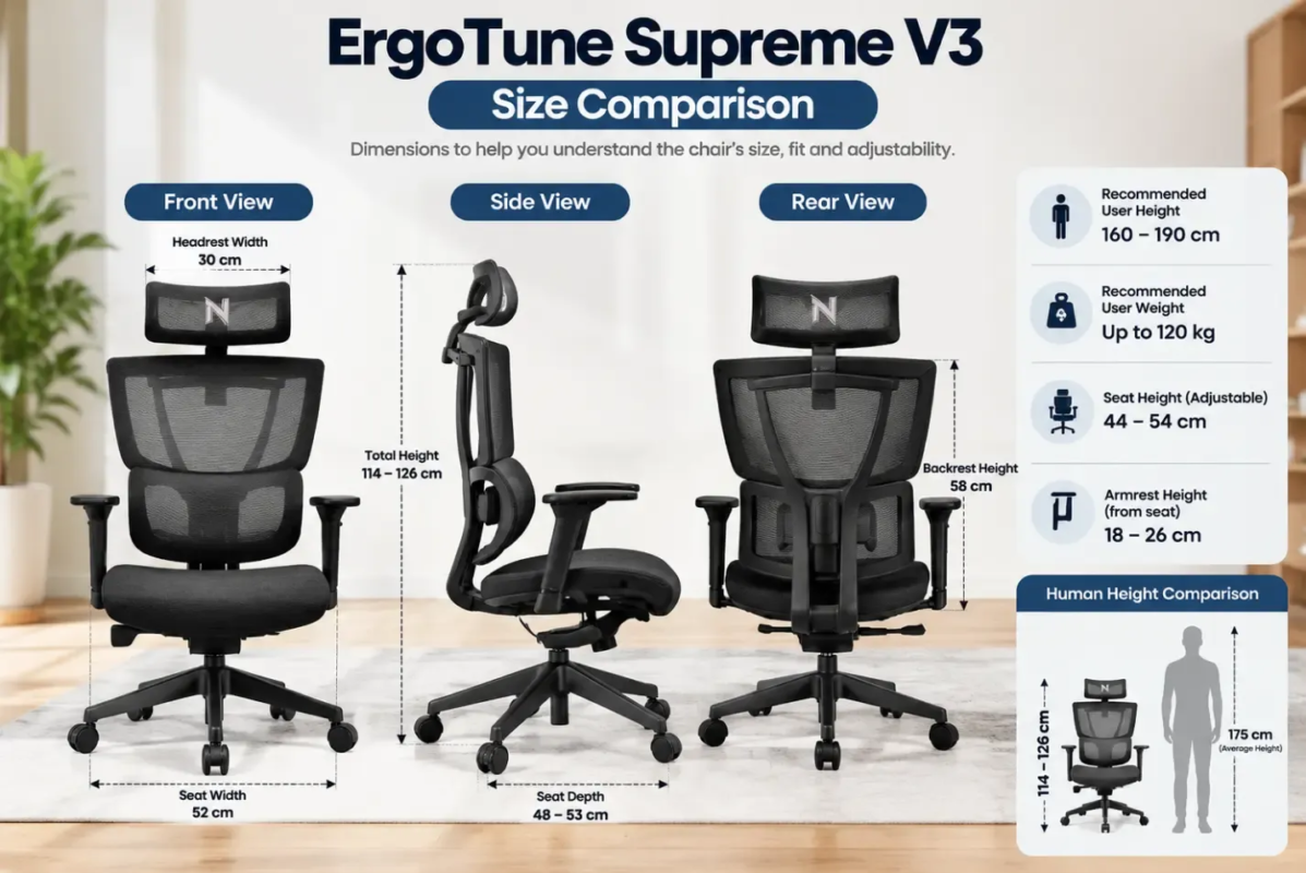 ErgoTune Supreme V3 Size Comparison